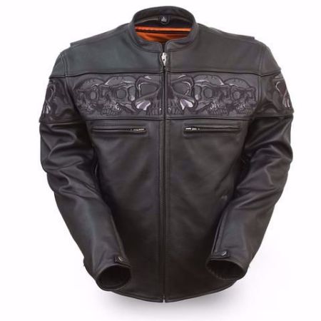 Picture of First Mfg. Men's Leather Jacket - Savage Skulls