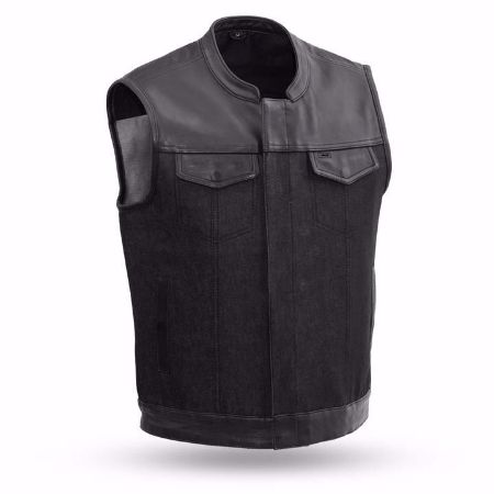 Picture of First Mfg. Men's Leather and Denim Vest - 49/51 Denim & Leather Combo